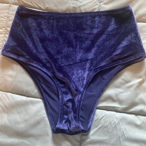 Navy Blue Velvet Swim Bottoms